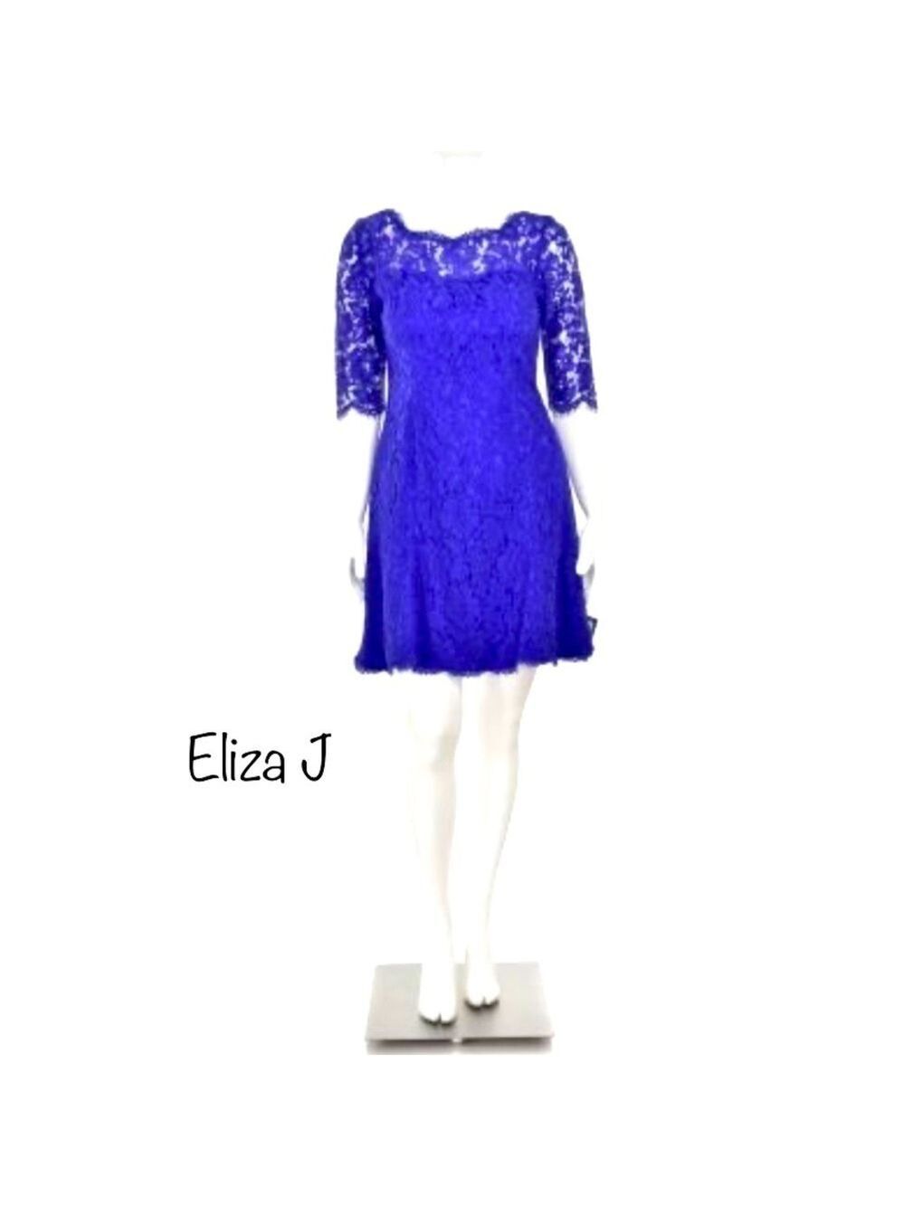 STUNNING Eliza J Cobalt Blue Lace Short Sleeve Flared Mini Dress Size 2 🔥NWOT